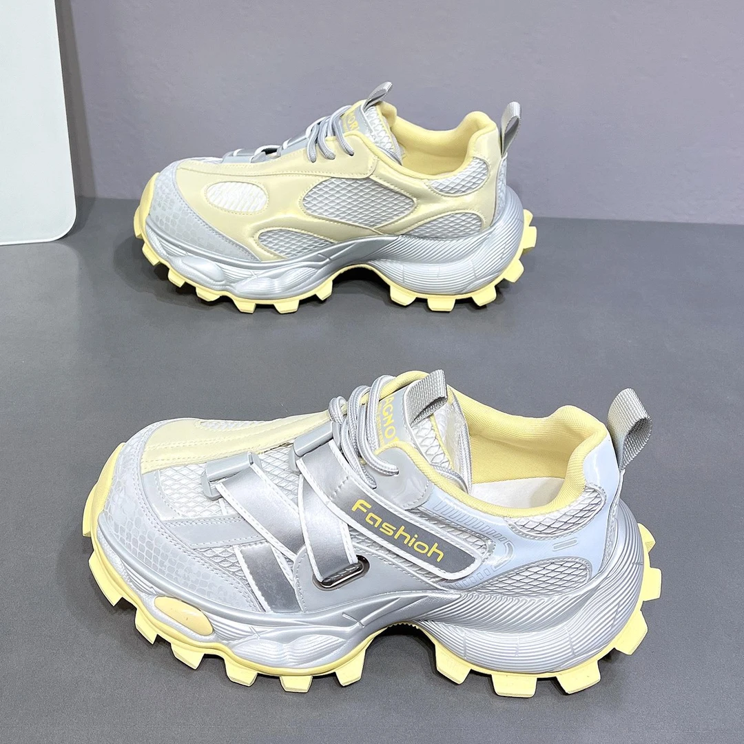 欧洲站小众设计炸街老爹鞋女2025夏季新款网面厚底拼色百搭运动鞋