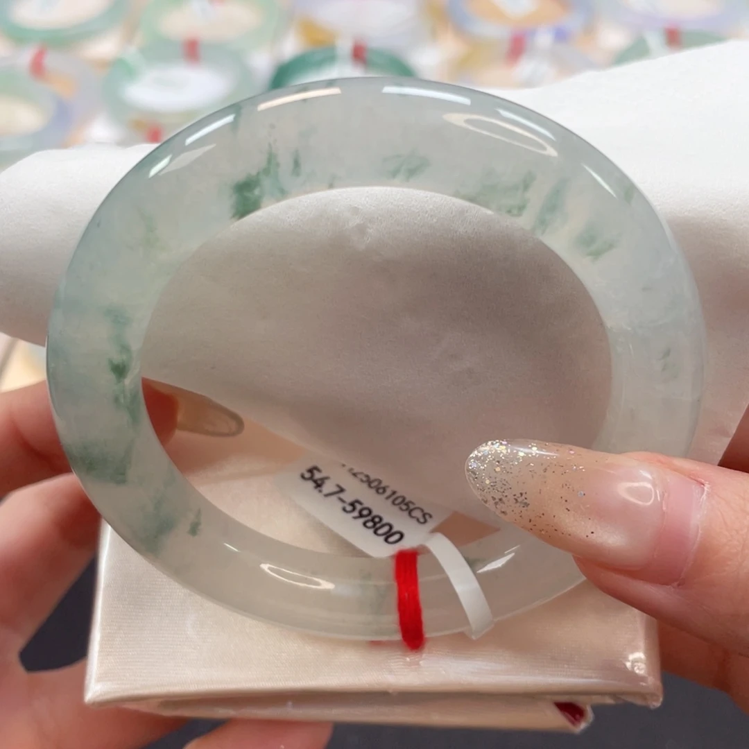 未镶嵌手镯翡翠54.7大冰透茉莉花香莫西沙25号