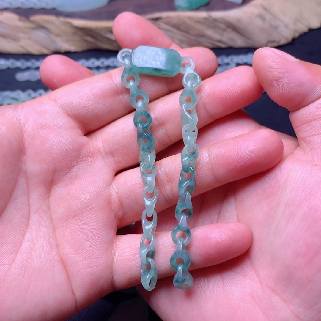定制翡翠未镶嵌冬**兰手链