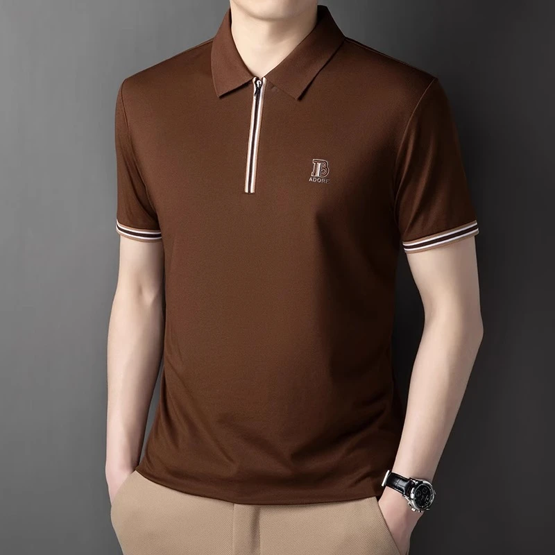 夏季透气polo衫男士夏季新款Polo衫高端男士高级冰丝翻领短袖t恤