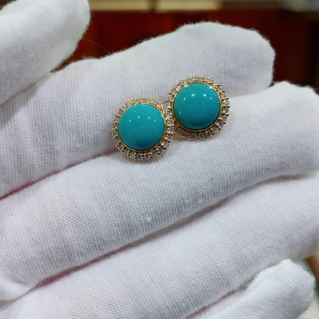 绿松石18K金镶嵌珠宝奇石