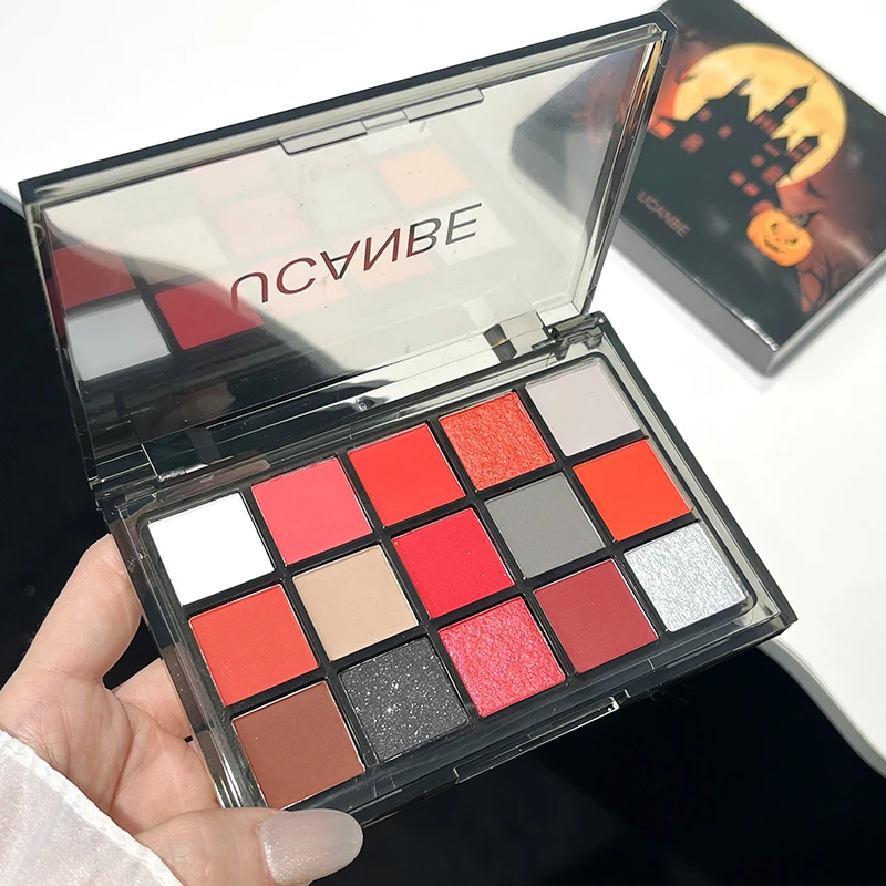 UCANBE15色赤焰红色系眼影盘黑色烟熏妆cosplay玩妆圣诞节婚庆妆