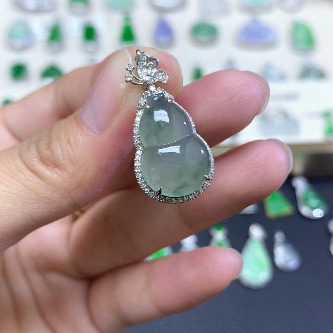 翡翠18K金镶嵌吊坠(不含链)