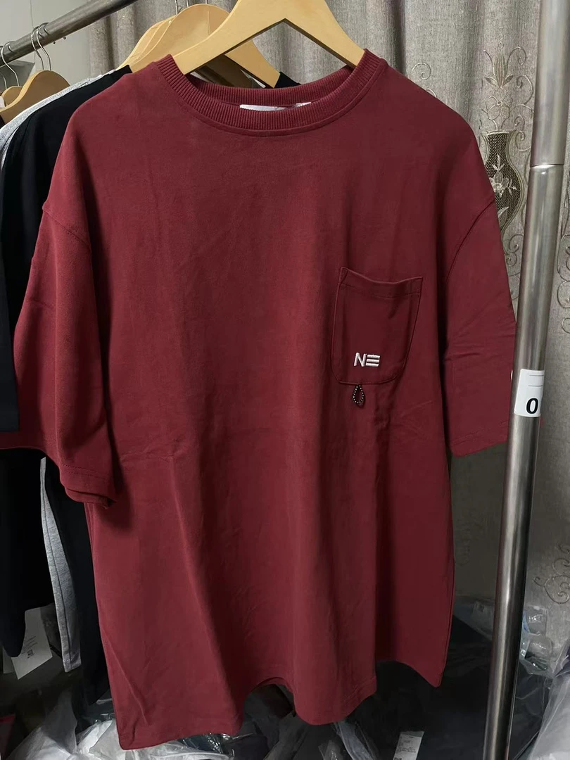 【张张包】夏季情侣重磅cityboy纯棉刺绣口袋宽松百搭短袖打底T恤