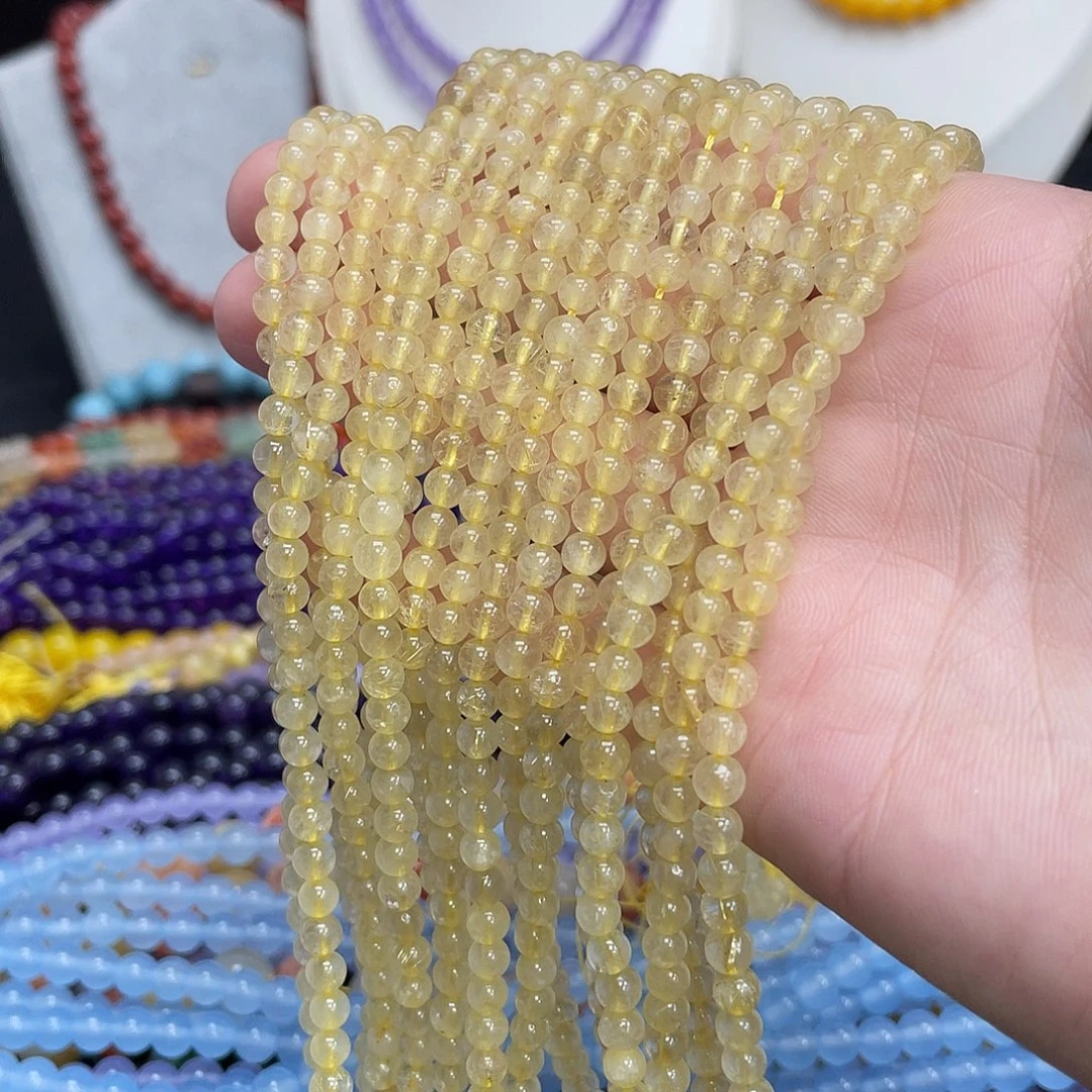 玛瑙/玉髓未镶嵌半成品金发晶4m散珠
