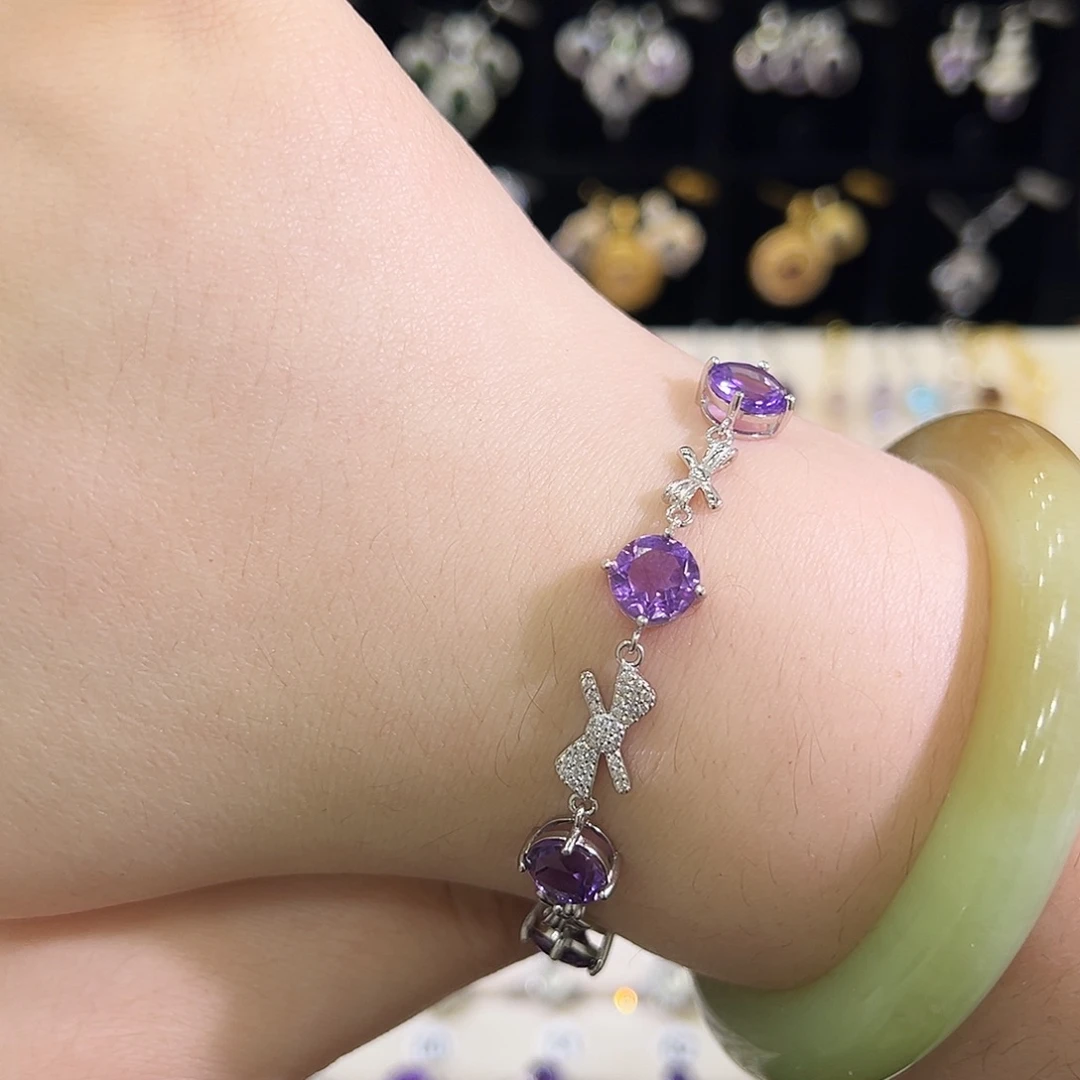 小***珠银S925镶嵌水晶手链