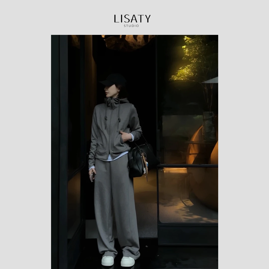 LISATY| 早秋系列 慵懒松弛感 进口面料亚麻卫衣外套+长款套装