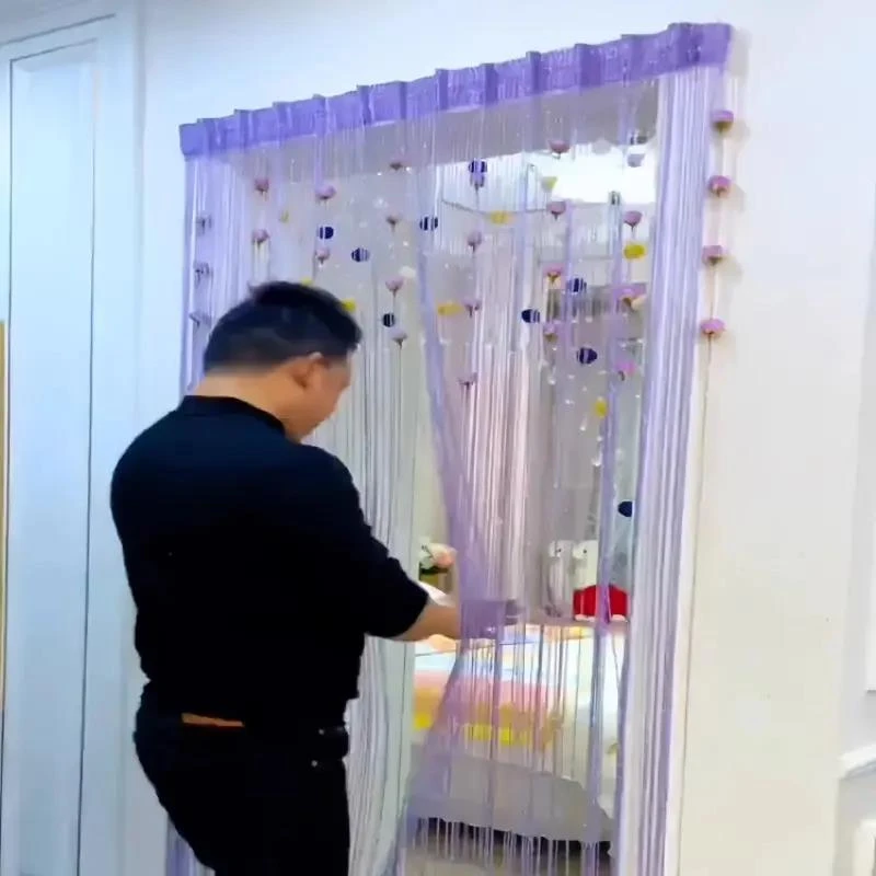 W家用玫瑰花线门帘客厅卧室挂帘加密门帘窗帘隔断屏风婚庆流苏帘