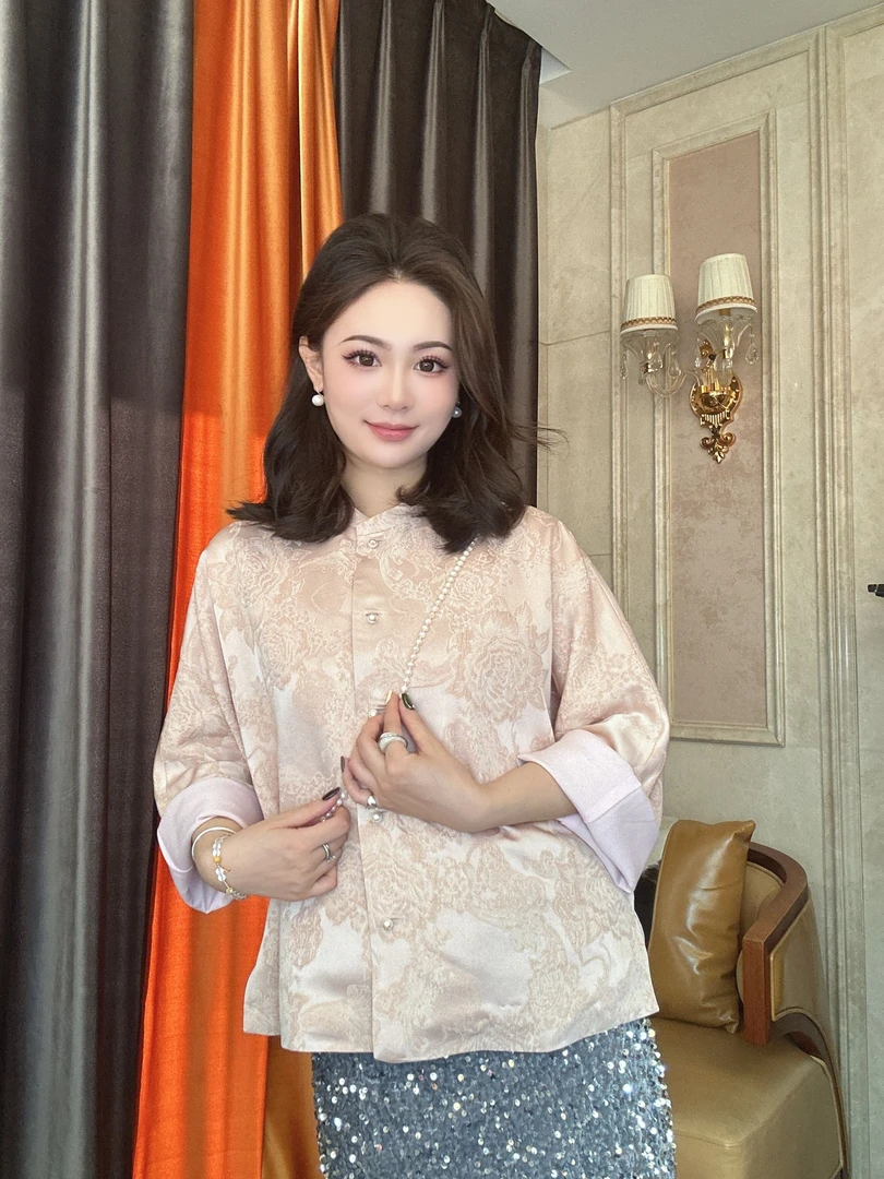 【新月-依斐私服】新中式中国风-2025年新款金丝浮雕提花外套轻奢