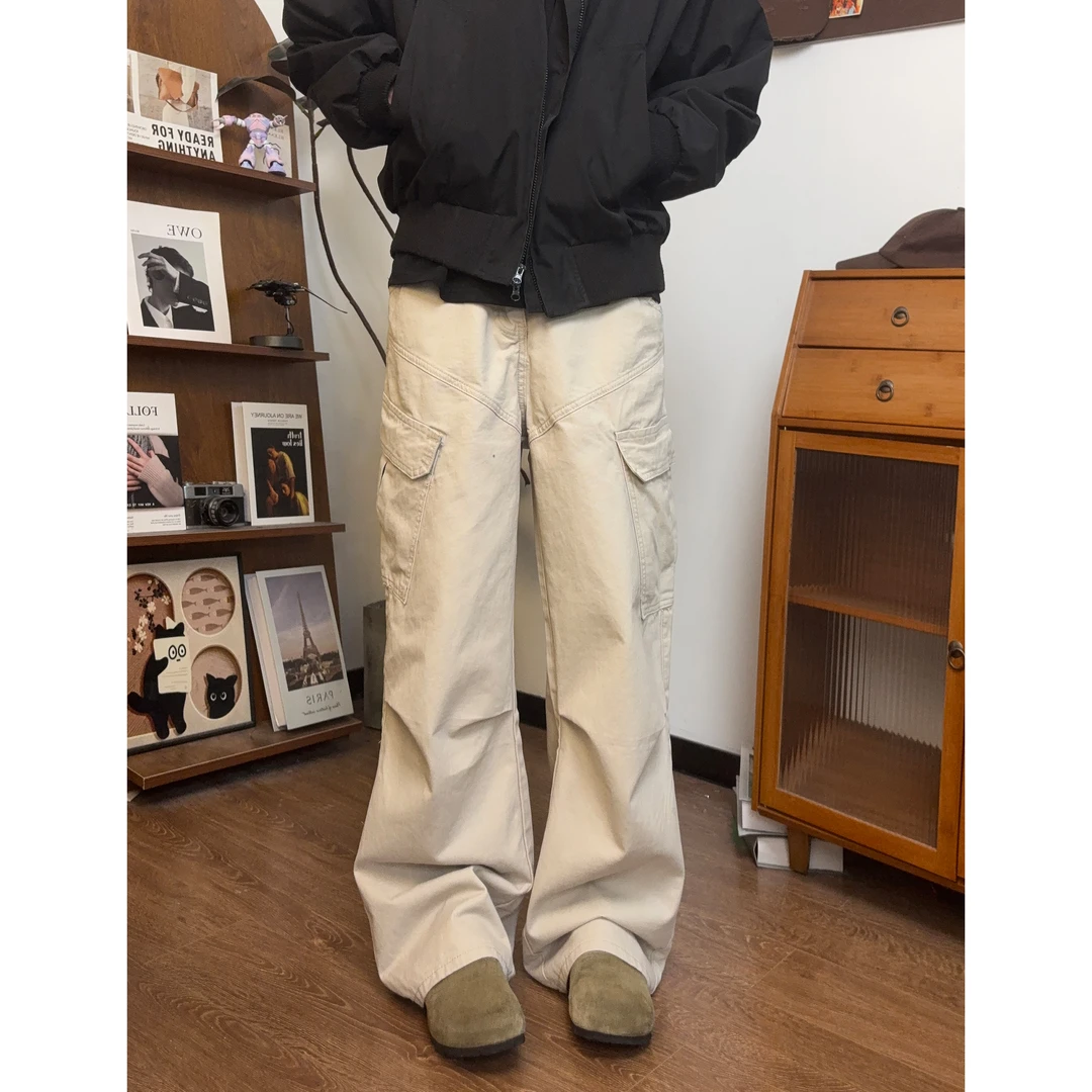 LIGGICC 美式伞兵工装裤男女潮牌宽松直筒阔腿高街痞帅休闲长裤子