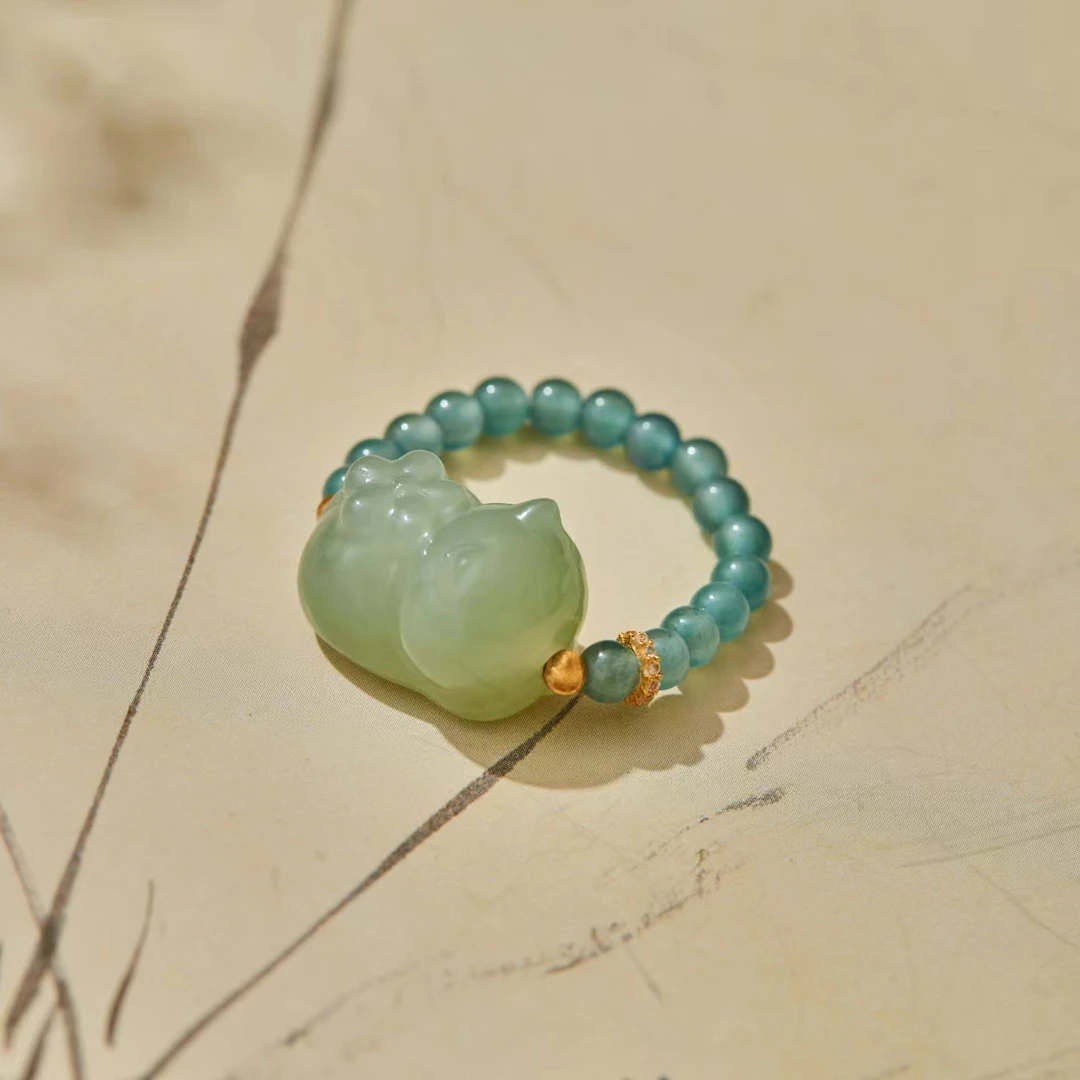 【云上雅岚】宴归丨18K趴趴猫蓝水戒指多样性发一#XYGD174029-D