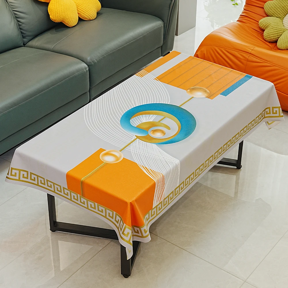 防水防油防烫免洗家用精雕镭射设计PVC方形长方形桌布