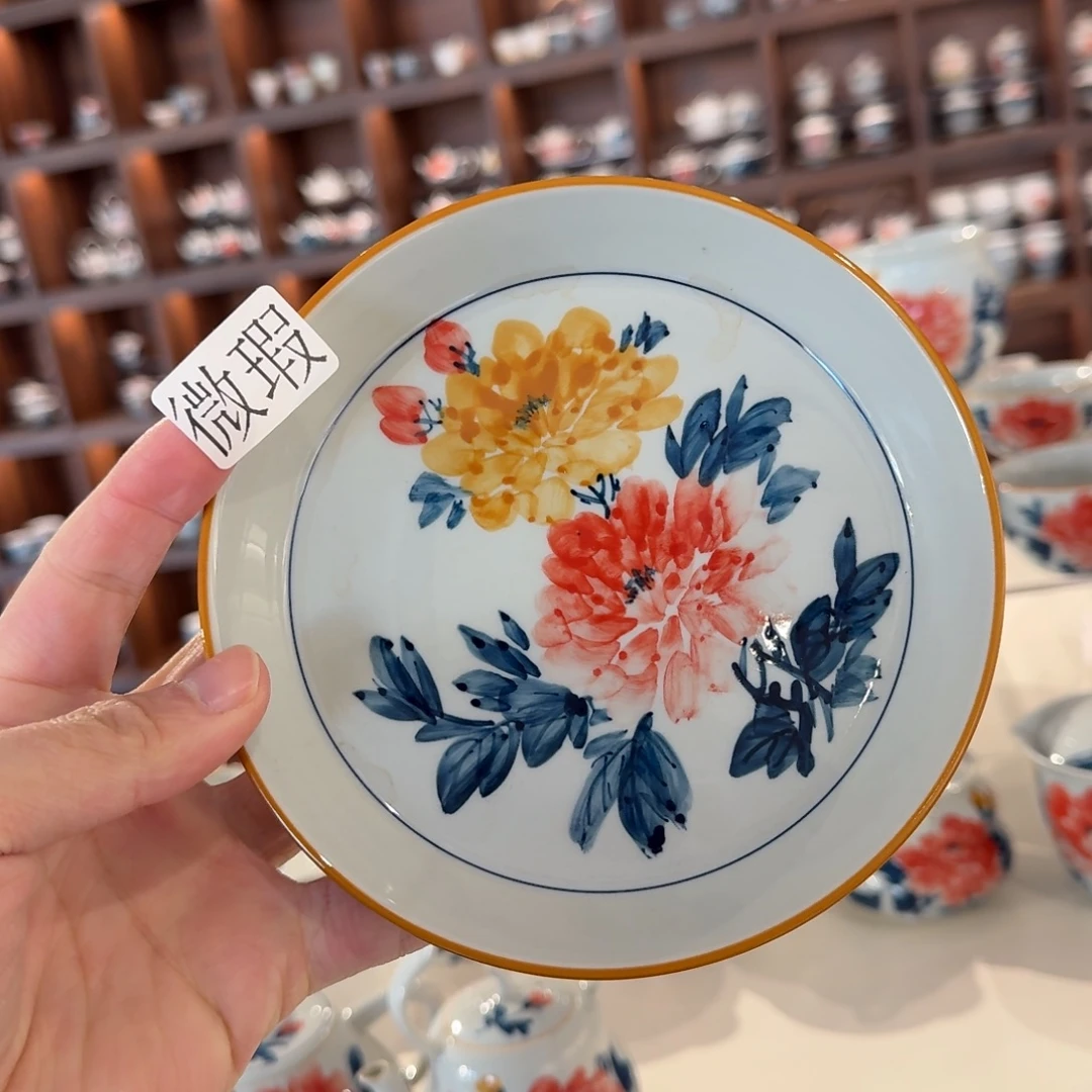 釉下手绘茶具微瑕