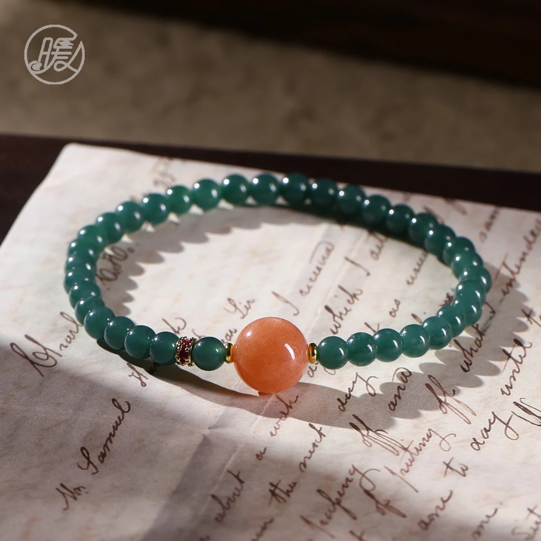 单圈翡翠手串4mm搭配橙月光路路通手链A6530多样性发一