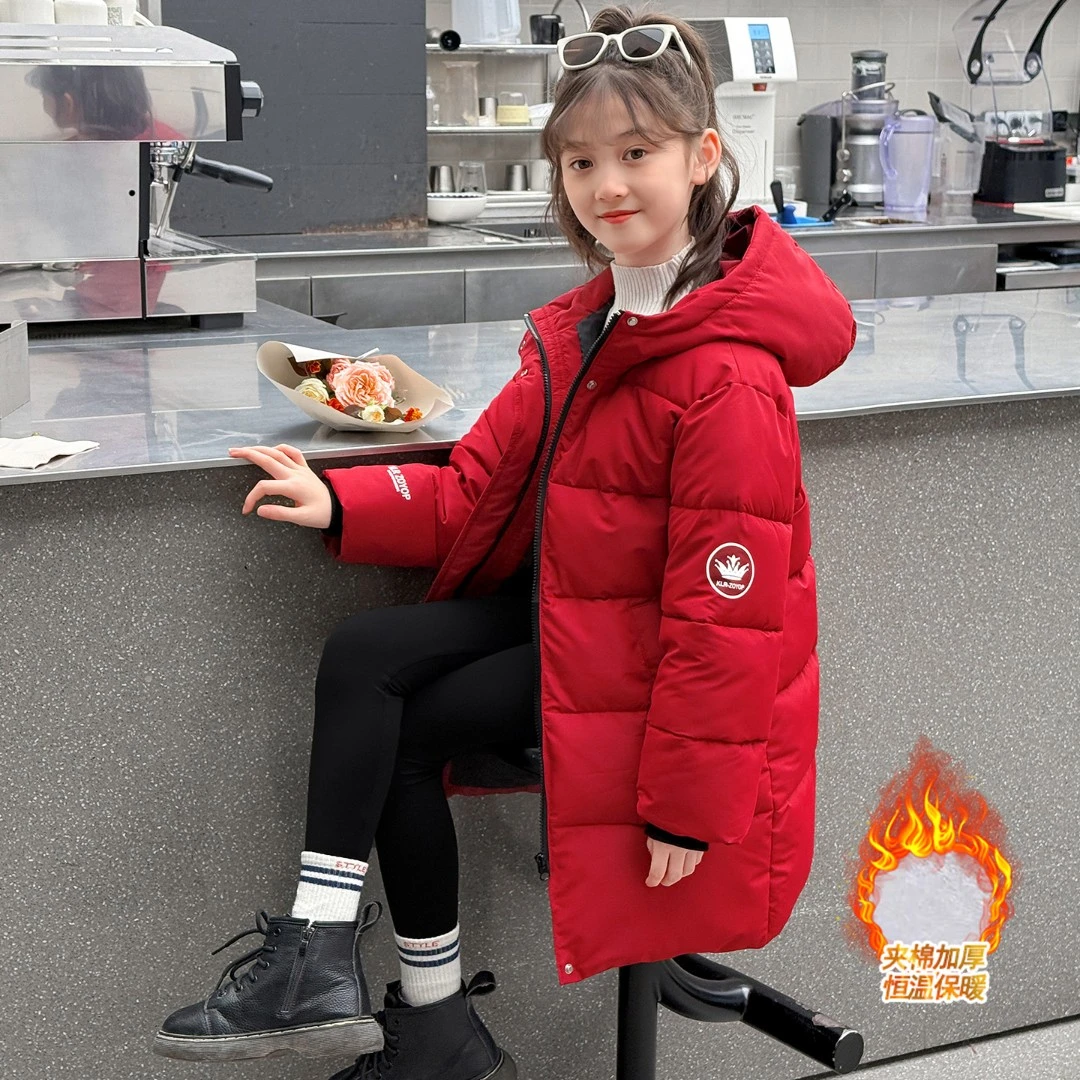 女童棉衣冬装2025新款洋气儿童棉袄外套冬季中大童加厚中长款棉服