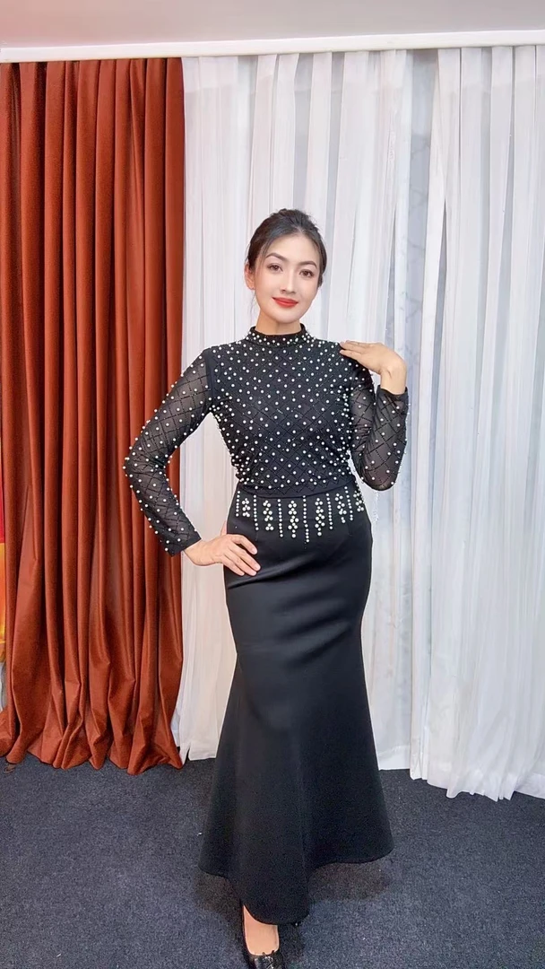 时尚与尾款欧美重工钉珠套装1122