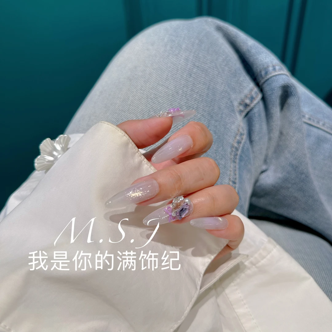 满饰纪|M1043「开运紫」轻奢钻饰超闪穿戴甲手工穿戴甲堆堆钻