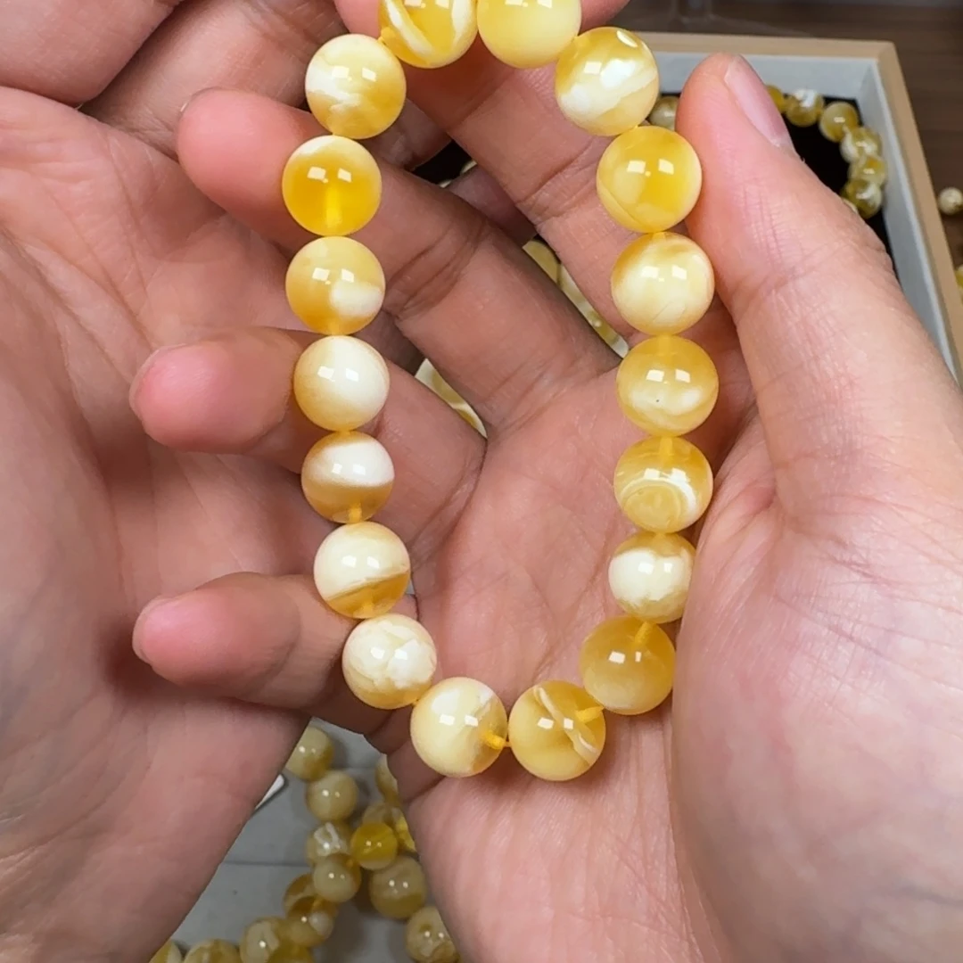 蜜蜡未镶嵌裸石11.6金瓷白溶洞高货15.5克