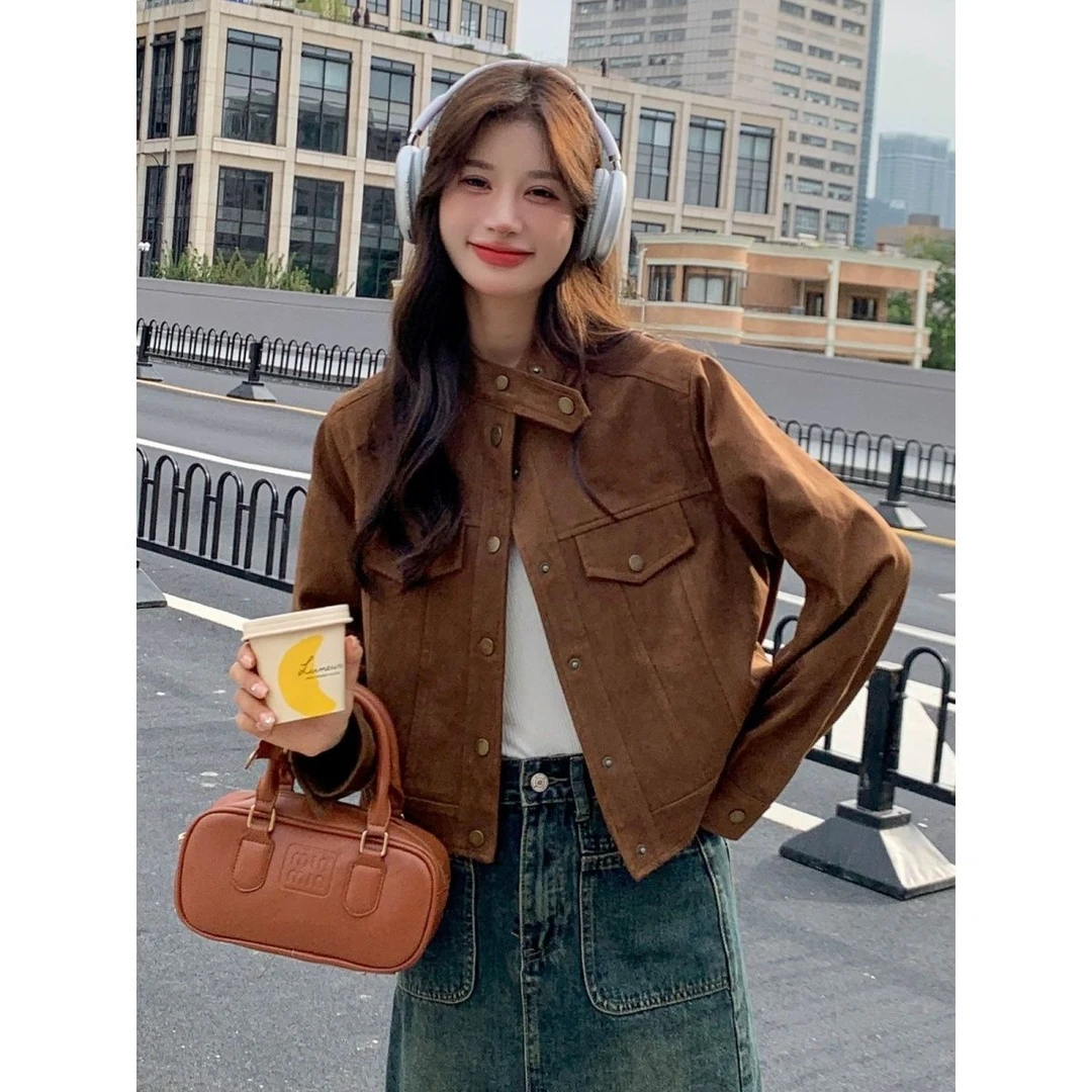 美拉德新款511077-2休闲显瘦设计短款工装外套夹克小个子上衣