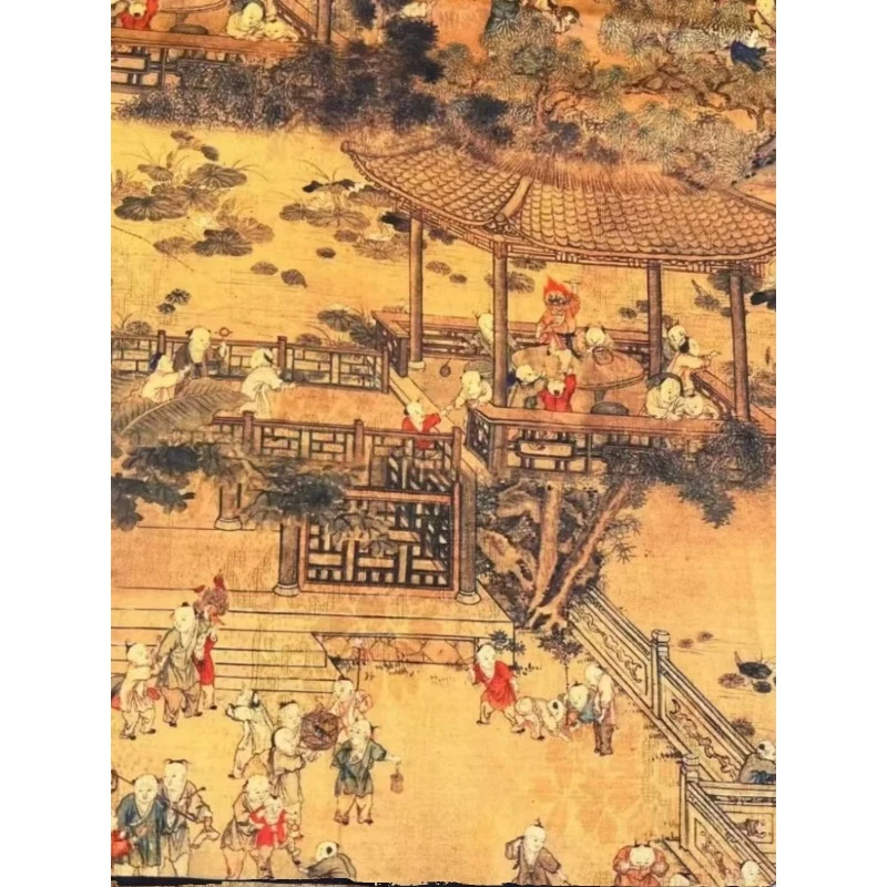 X140*140【百子图】双面双色手工卷边香云纱花萝披肩