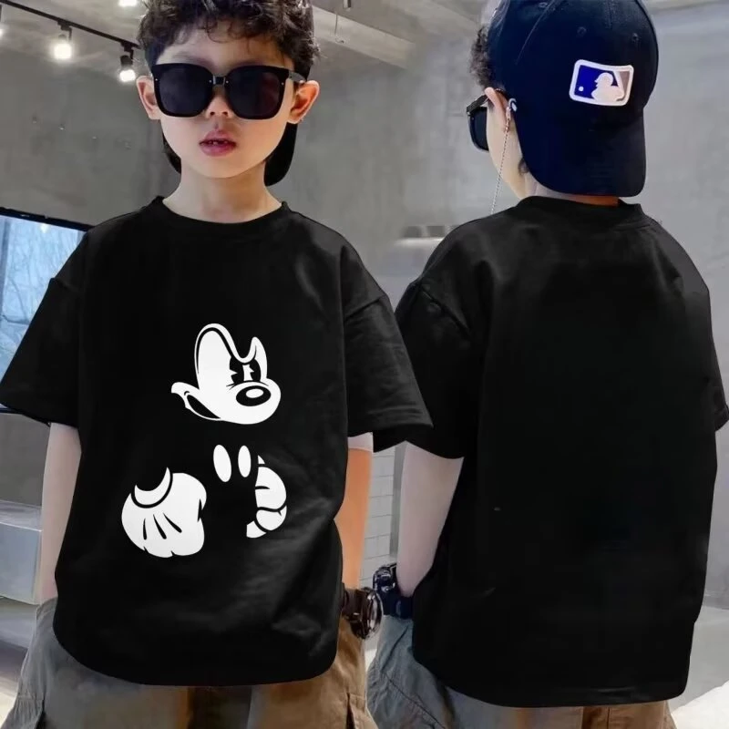 男孩短袖美式米奇趣味卡通潮印花短袖t恤夏季小众中大童短袖上衣