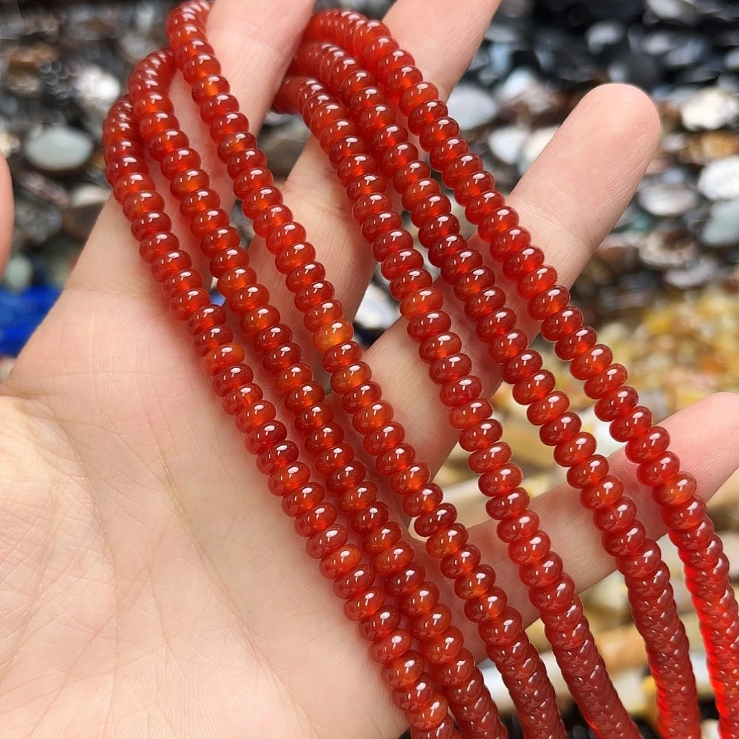 玛瑙/玉髓未镶嵌珠宝半成品卡6红玛算盘一条