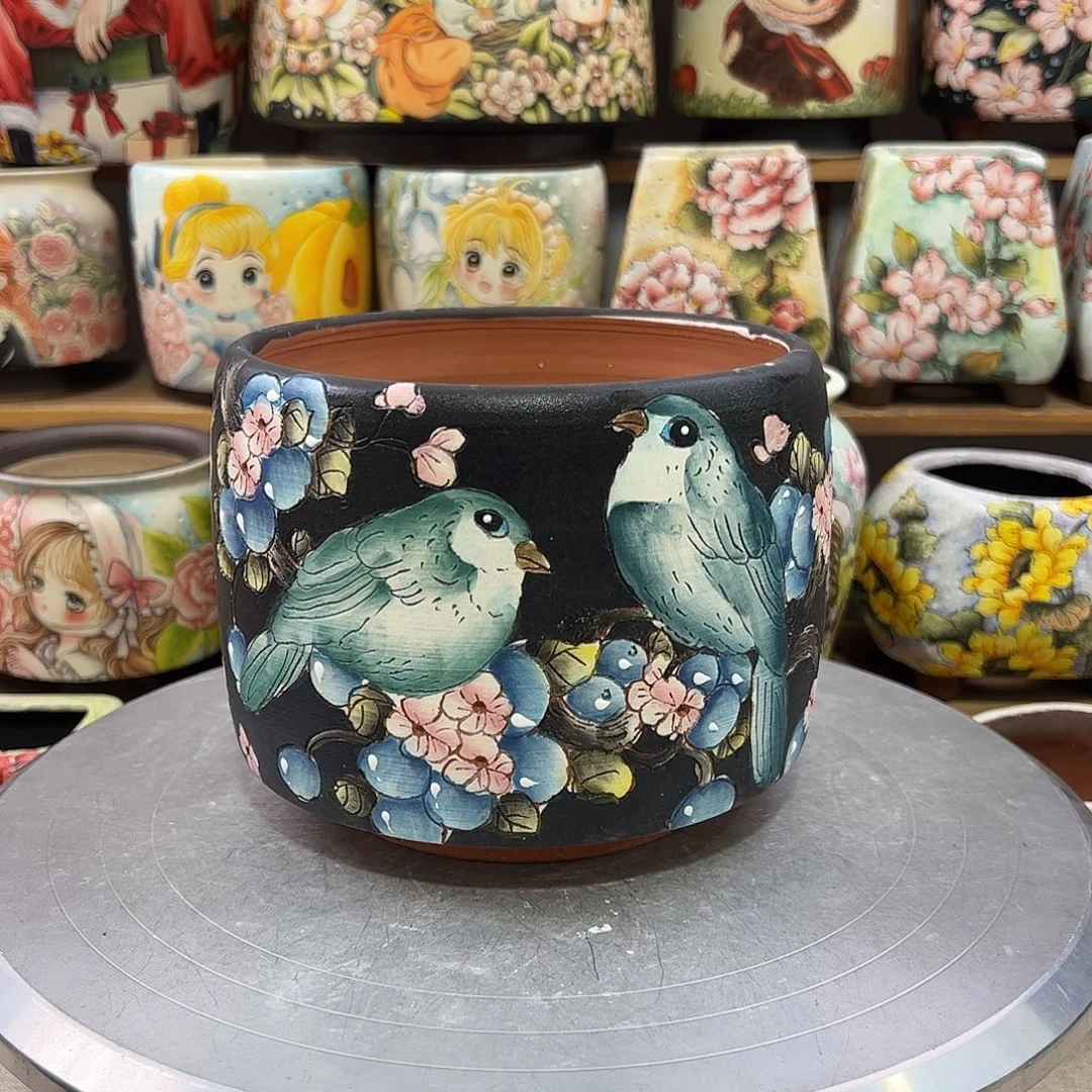 景德镇炫彩手绘口14高12