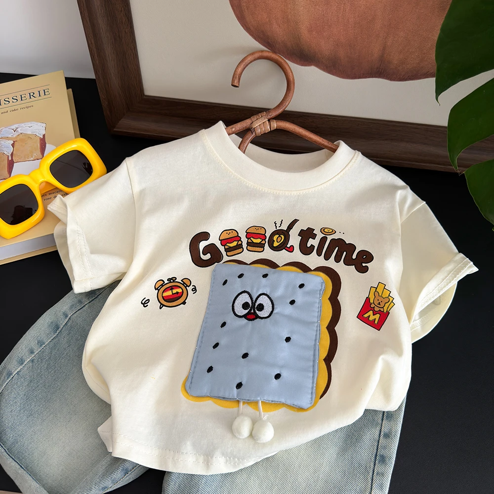 【博雷严选】立体玩偶亲子短袖T恤夏装婴儿短T新款宽松卡通上衣洋气