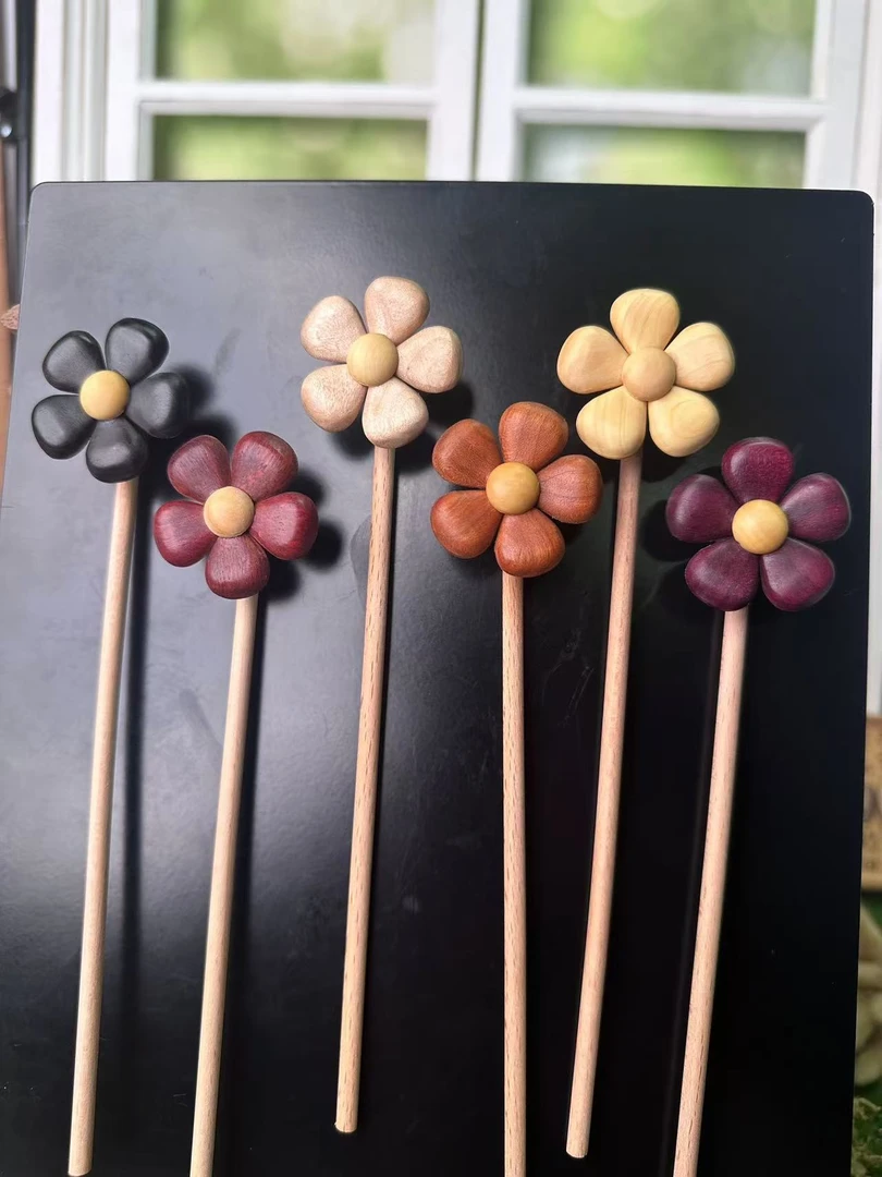 木制风车小花花摆件手工可爱创意网红家用少女心长柄精致#101