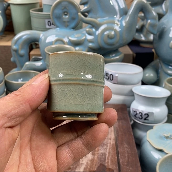 杯子吉**喵原矿釉原产地汝瓷微微瑕