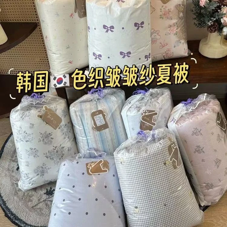 出口韩国A类皱皱纱夏被夏凉被双层纱夏凉被竹纱棉夏凉被被子盖被
