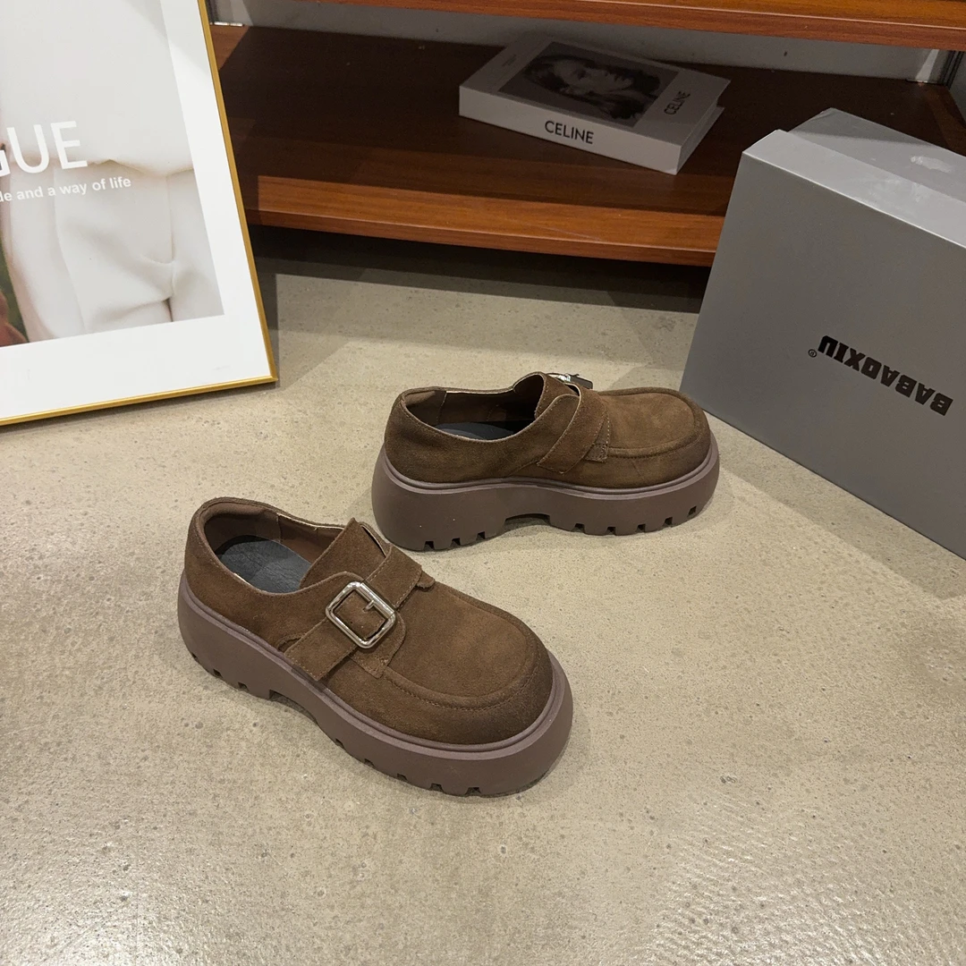 63-3161美拉德真皮乐福鞋女款2025新款秋季厚底圆头英伦风小皮鞋