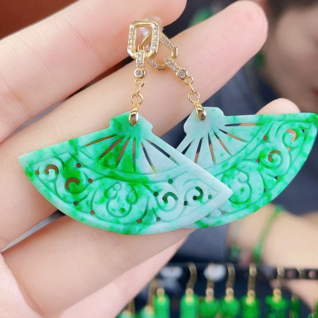 翡翠银S925镶嵌耳饰