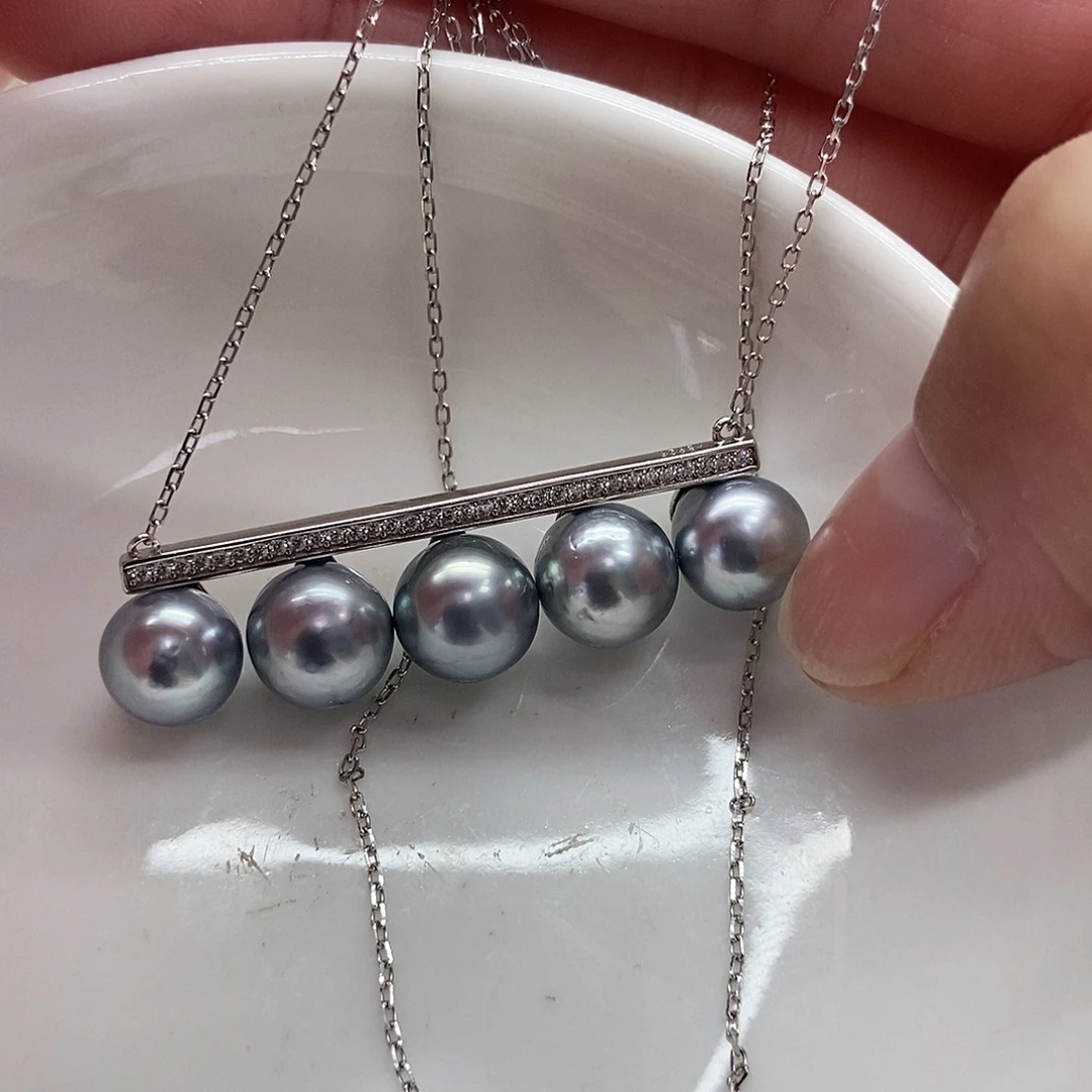 海水珍珠套链银S925镶嵌
