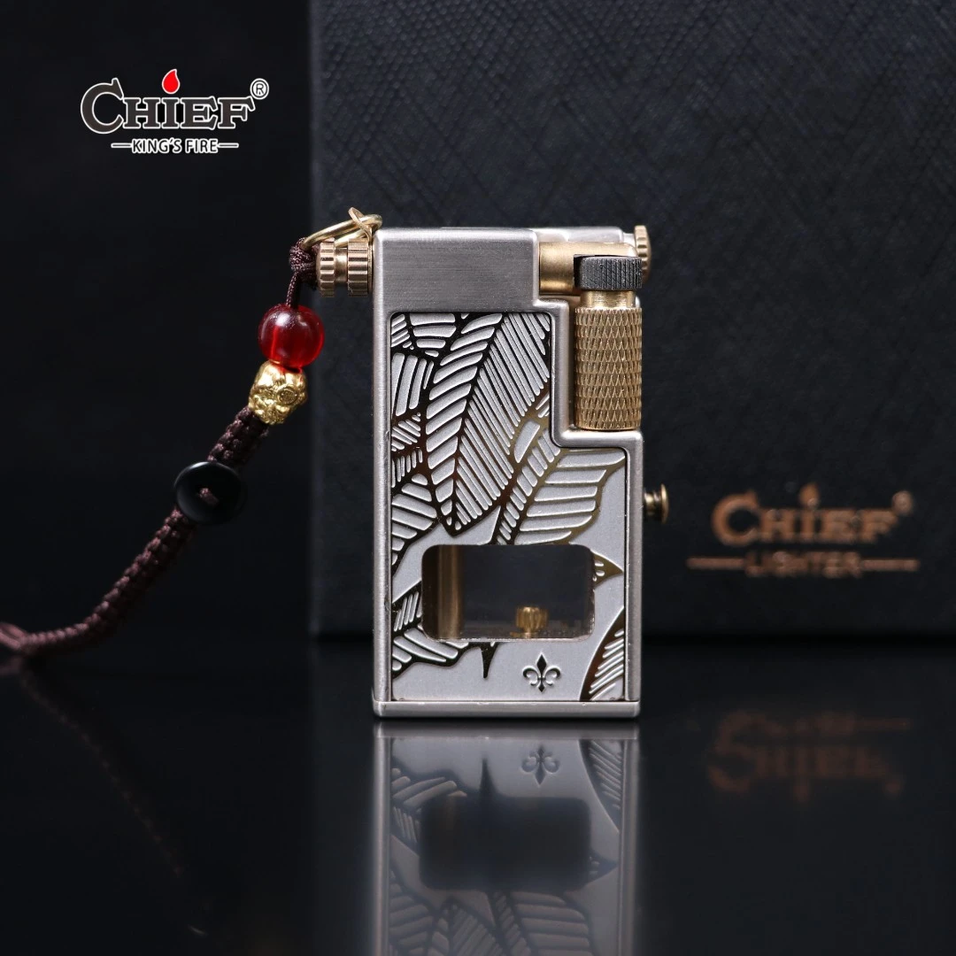 CHIEF/首领【 大方砖】黄金叶创意挂件迷你抬臂侧滑煤油个性打火机