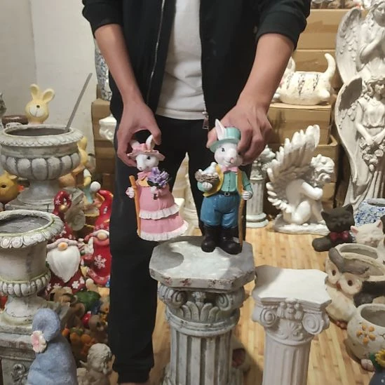 合成树脂马卡龙兔子一对摆件