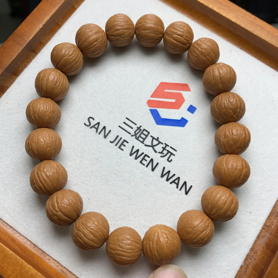 《三姐文玩》天然无修原色全品无暇猴头核桃凤羽手持 尺寸13+mm