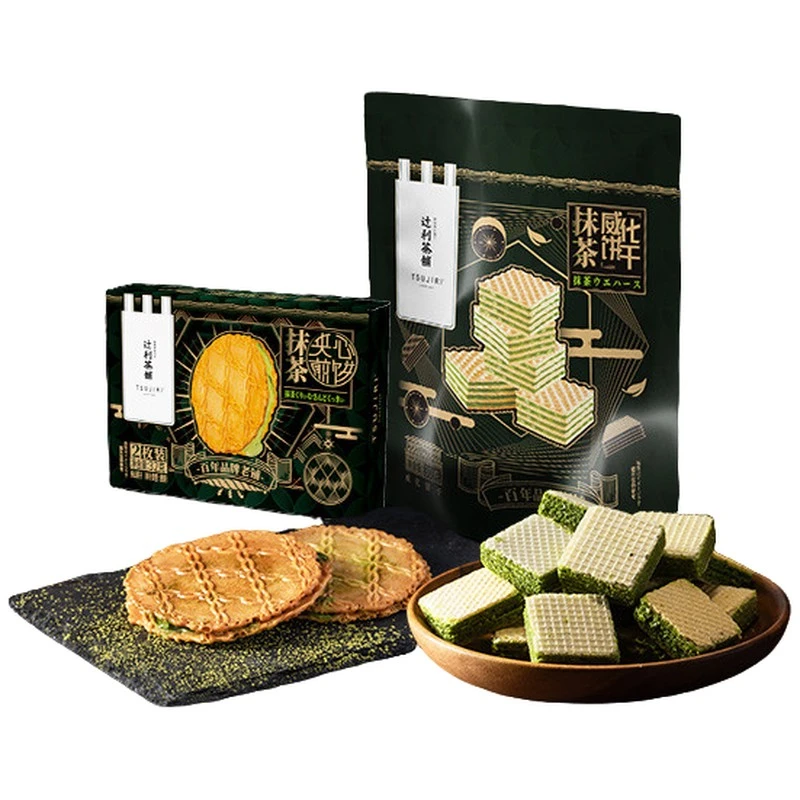 辻利茶铺抹茶夹心饼干 干薄脆威化华夫饼日式小煎饼办公室零食下