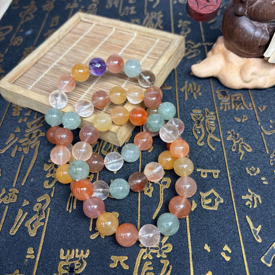 【奶爸珠宝】天然彩兔毛水晶手串17cm左右手围多样性发其一 563