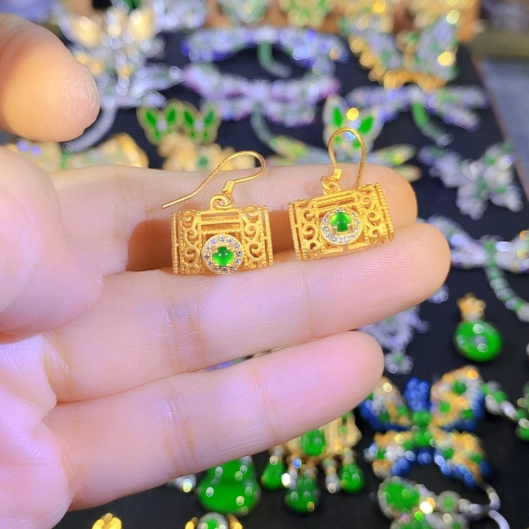 吊坠(不含链)银S925镶嵌翡翠