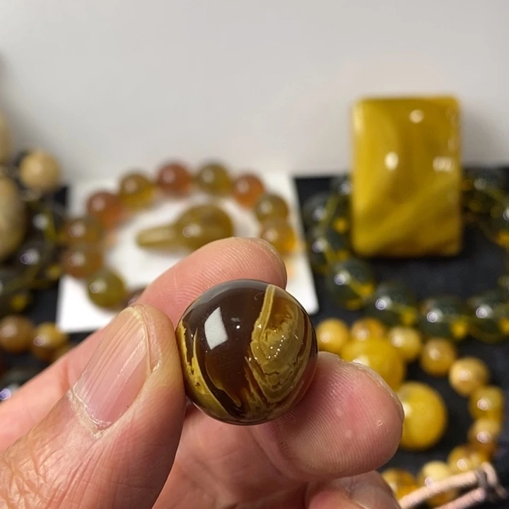 天***限琥珀未镶嵌颈饰妖花19.5