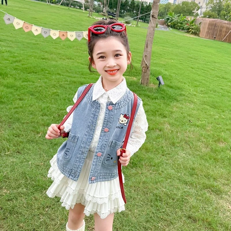 女童牛仔纯棉马甲春秋款新款背心洋气外穿秋季女宝宝马夹儿童秋装