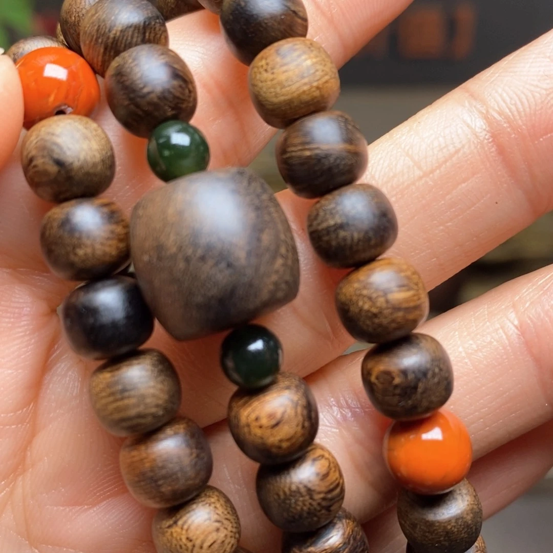 沉香手串越南芽庄紫棋瘤疤6×8设计