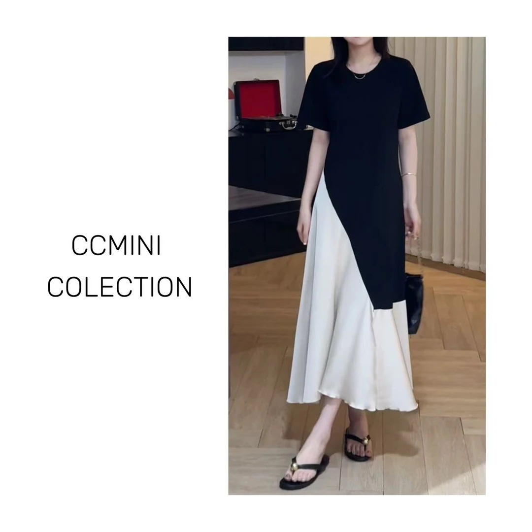 夏季高级感不规则连衣裙女士气质设计感小众款宽松显瘦休闲中长裙