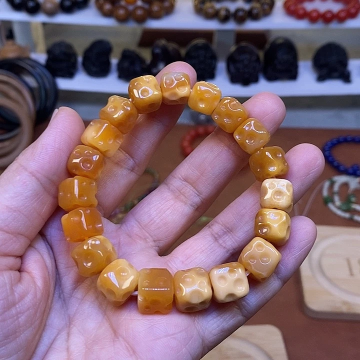 木缅黄玉奶.酪单圈手串