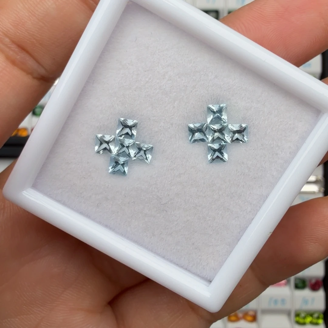 海蓝宝石裸石天然方3*3mm10颗