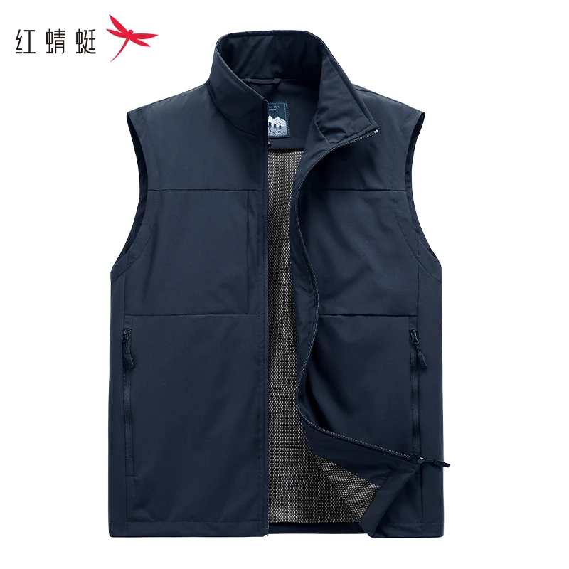 红蜻蜓工装马甲男春秋2025新款运动休闲多口袋大码中老年人爸爸装