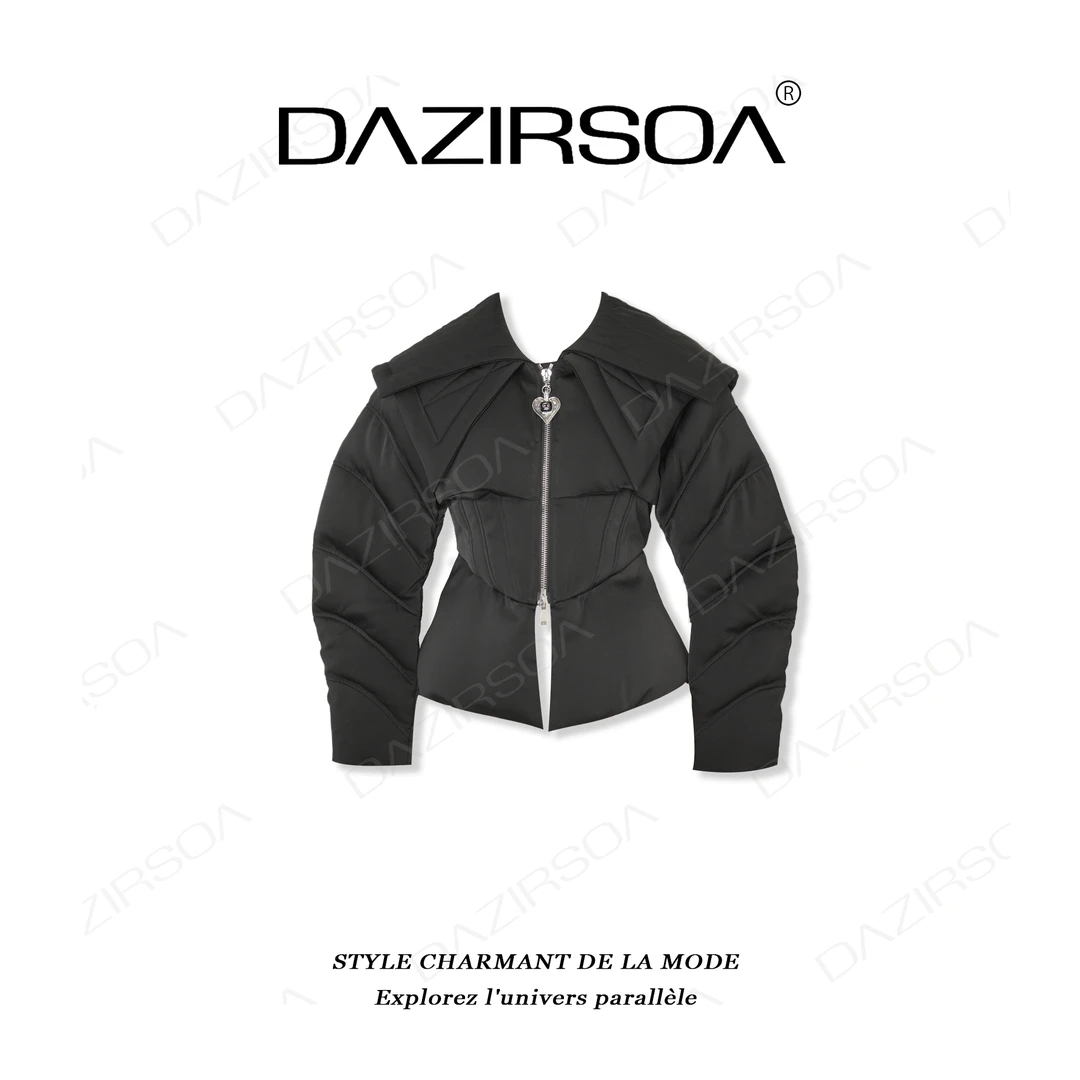 “超模视觉”小众设计海军双层领短款羽绒服 N306