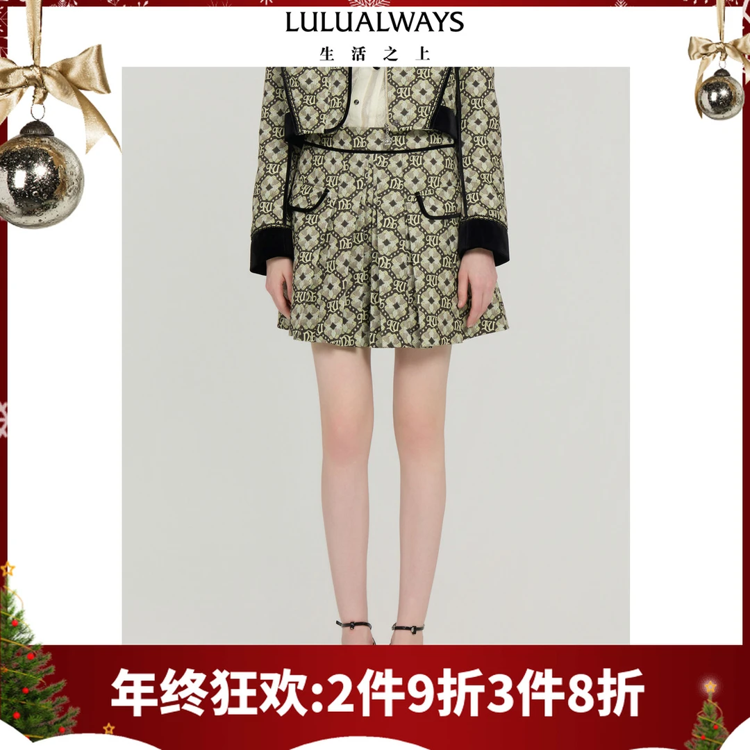 LULUALWAYS我爱露露25秋季新款复古风小香风格百褶短款俏皮半身裙