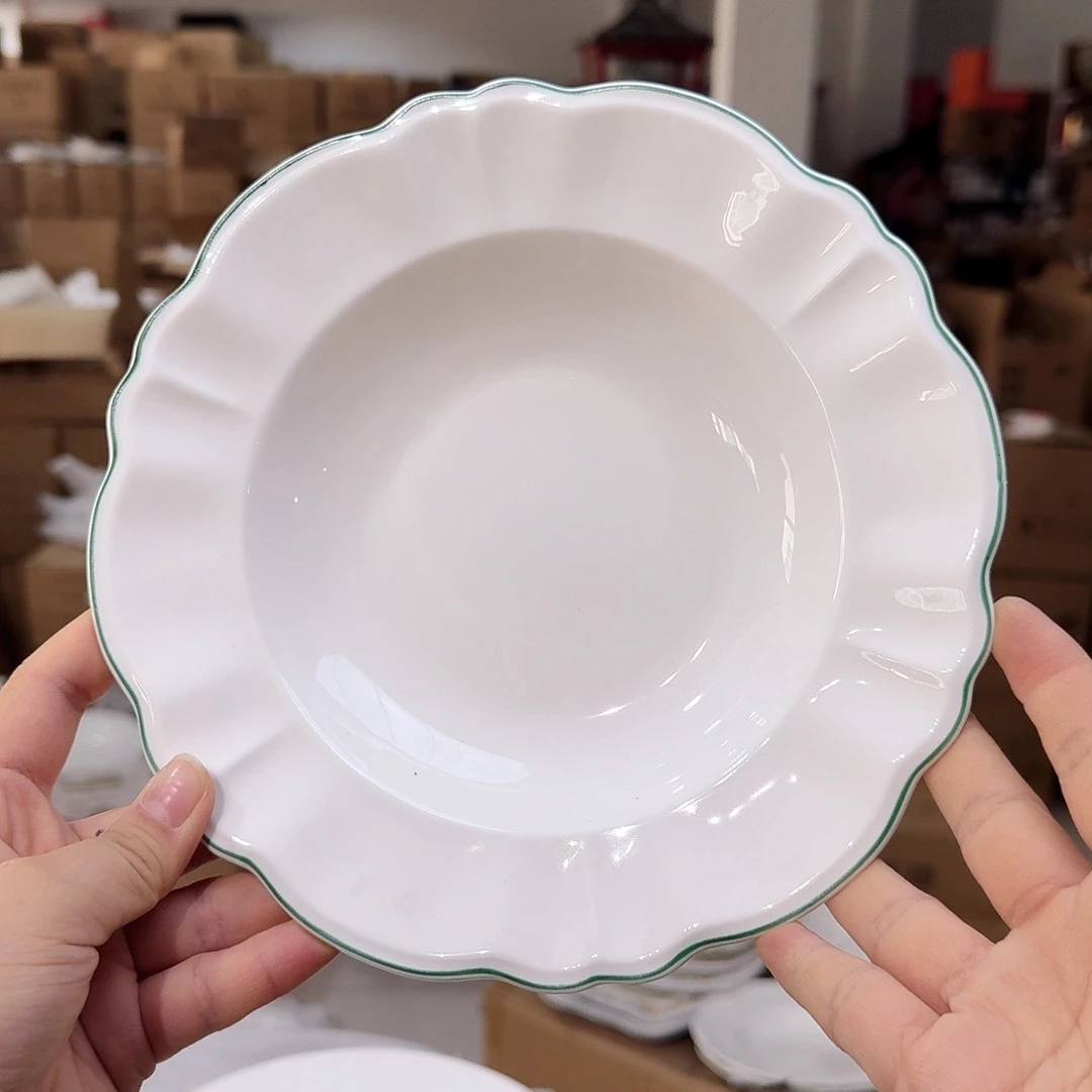 骨瓷骨瓷8英寸汤盘20厘米2个外贸骨瓷